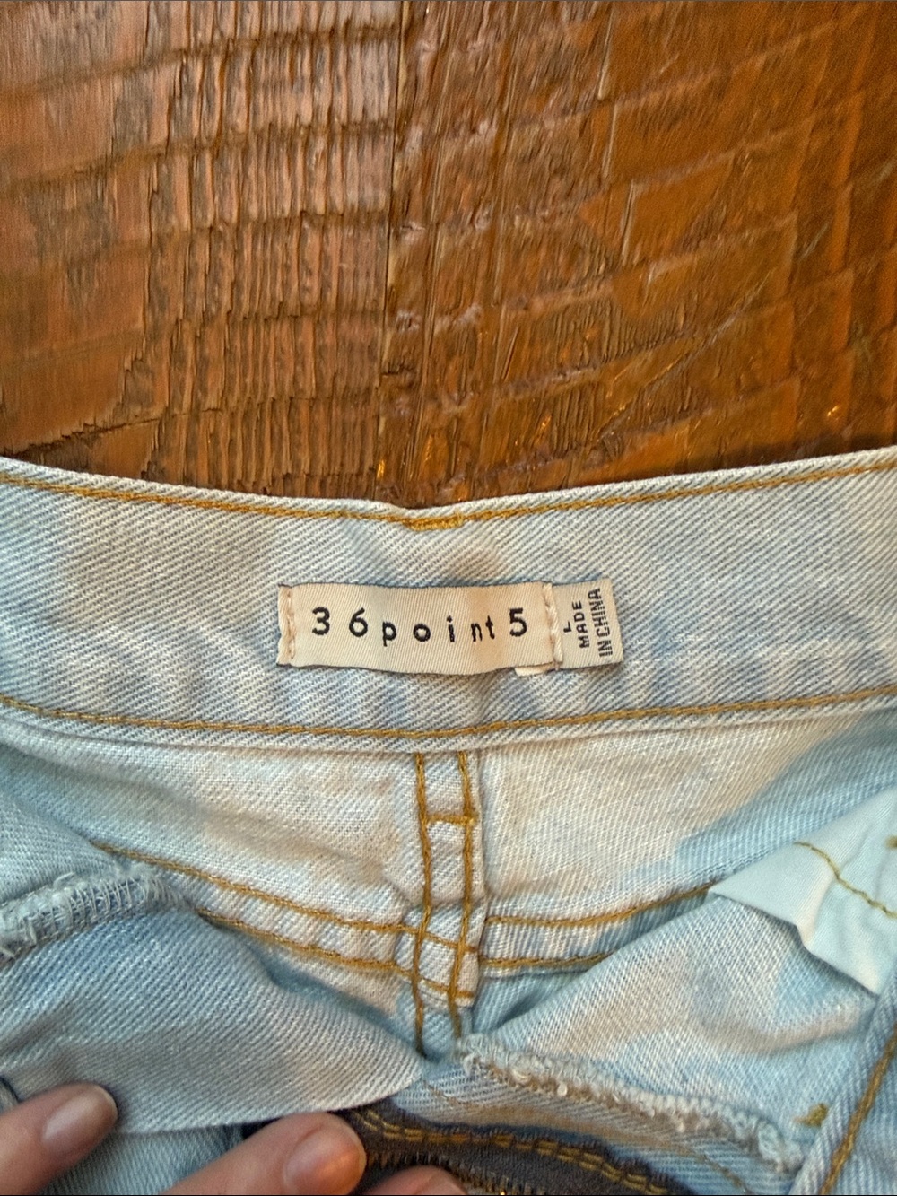 36 Point 5 Light Blue Denim Shorts with White Daisy Embroidery - Picture 2 of 6